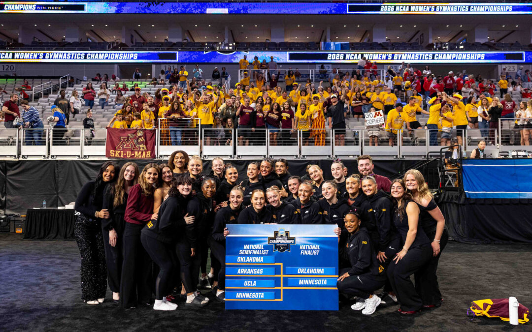 Gopher women’s gymnasts in the “Four On The Floor” Final Four today in Texas
